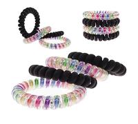 Specora - Classic Spiral Hair Scrunchie Rainbow Matte Black - 5 cm - Pack of 4 - TPU - Phone Cable Scrunchie - No Pulling & Tangling - No Kinks - Gentle on Hair