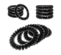 Specora - Classic Spiral Hair Scrunchie Satin Frozen Black - 5 cm - Pack of 4 - TPU - Telephone Cable Scrunchie - No Pulling & Tangling - No Kinks - Gentle on Hair