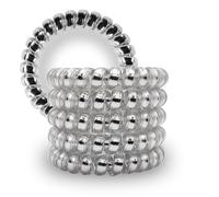Specora - Classic Spiral Hair Scrunchie Silver - 5 cm - Pack of 5 - TPU - Phone Cable Scrunchie - No Pulling & Tangling - No Kinks - Gentle on Hair