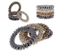 Specora -Classic Spiral Hair Scrunchies Mix Set - Leopard - Stripes Pack of 4 - 5 cm - Non-Slip and Gentle on Hair - No Pull - TPU Cable Elastic for All Hair Types