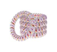 Specora -Select Spiral Hair Scrunchies Delicate Purple Metallic Pack of 5 - 5 cm - Non-Slip & Gentle on Hair - No Pull - TPU Cable Elastic for All Hair Types