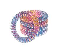 Specora -Select Spiral Hair Scrunchies Rainbow Metallic Pack of 5 - 5 cm - Non-Slip & Gentle on Hair - No Pulling - TPU Cable Elastic for All Hair Types