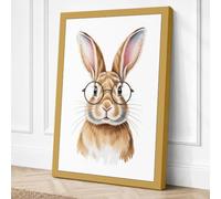 Spectacled Rabbit Boho Canvas Wall Art Print 24x16 Inch (61 x 41 cm)