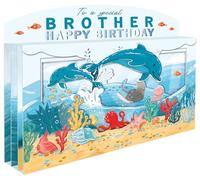 Spectacular 3D Dolphins Under The Sea Brother Birthday Card Freestanding Cards SPT038