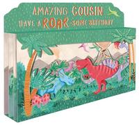 Spectacular 3D Roar-Some Dinosaur Scene Cousin Birthday Card Freestanding Cards SPT032