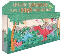 Spectacular 3D Roar-Some Dinosaur Scene Grandson Birthday Card Freestanding Cards SPT012