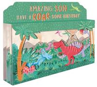 Spectacular 3D Roar-Some Dinosaur Scene Son Birthday Card Freestanding Cards SPT010