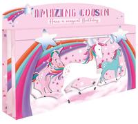 Spectacular 3D Unicorn & Rainbows Cousin Birthday Card Freestanding Cards SPT045