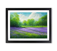 Spectacular Bluebell Field Framed Wall Art Print A2 Black