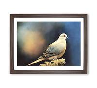 Spectacular Dove Bird Framed Wall Art Print A2 Walnut