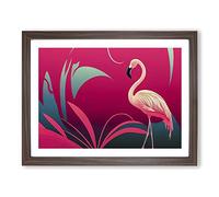 Spectacular Flamingo Abstract H1022 Framed Print for Living Room Bedroom Home Office Décor, Wall Art Picture Ready to Hang, Walnut A3 Frame (46 x 34 cm)