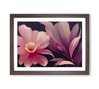 Spectacular Flower Framed Wall Art Print A2 Walnut