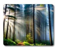 Spectacular Nature Foggy Forest Scenery Mouse Pad, Misty Trees and The Sunlight That Seeps in Mice Mat Desk Decor Accessories for Laptop