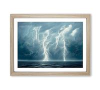 Spectacular Ocean Thunderstorm H1022 Framed Print for Living Room Bedroom Home Office Décor, Wall Art Picture Ready to Hang, Oak A2 Frame (64 x 46 cm)