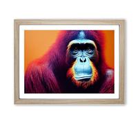 Spectacular Orangutan Framed Wall Art Print A2 Oak