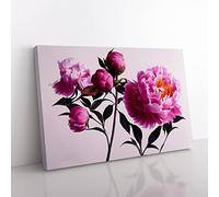 Spectacular Peonies Canvas Wall Art Print 24x16 Inch