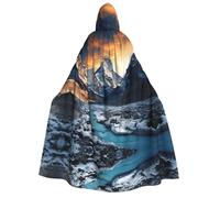 Spectacular Snow Mountain Unisex Adults Hooded Cloak Cape - Black & White Hooded Cloaks for Halloween Cosplay Costumes