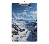 Spectacular Snowy Mountains Clipboard 8.5×12.5 Inch Acrylic Clip Board with Metal Clip A4 Letter Size Decorative Clipboard Cute Hanging Clipboards for Office, Teacher, Nurse, Doctor,