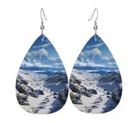 Spectacular snowy mountains Earrings for Women Faux Leather Earring Teardrop Dangle Earrings Lightweight Jewelry Gift