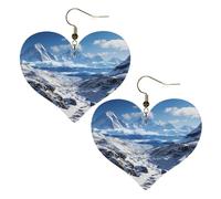 Spectacular snowy mountains Leather Earrings for Women Heart Earring Lightweight Dangle Earrings Jewelry Gifts, One Size, No Gemstone