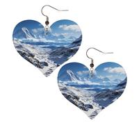 Spectacular snowy mountains Leather Earrings for Women Heart Earring Lightweight Dangle Earrings Jewelry Gifts