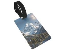 Spectacular Snowy Mountains Luggage Tags for Suitcases, PVC Suitcase Tag with Secure Strap Suitcase Identifier with Privacy Name Card for Travel Bag Tags Personalized Baggage Tag for Women Men