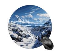 Spectacular Snowy Mountains Mouse Pad Round Laptop Mouse Mat Cute Computer Mousepad Keyboard Pad Non-Slip Desk Pads for Gaming Office Work Home