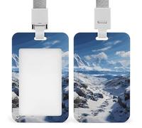 Spectacular Snowy Mountains Retractable ID Badge Holder with Lanyard - Vertical Badge Reel,Keychain Clip,Name Tag Id Card Holder Protector for Nurse Officer Teacher Security Staff Women Men