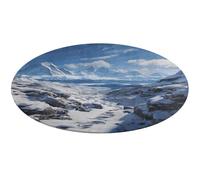 Spectacular Snowy Mountains Round Area Rug Non Slip Backing Doormat Water Absorbent Plush Throw Low-Pile Non-Slip Floor Mat Carpet for Living Room Bedroom Entryway Nursery Room 60 * 60cm