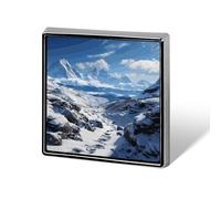 Spectacular Snowy Mountains Square Lapel Pin 0.7x0.7in Aluminum Badge Stylish Personalized Accessory Daily Wear