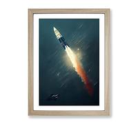 Spectacular Spaceship Rocket Framed Print | A2 Oak Framed Wall Art | Ready to Hang | Modern Nature Picture | Living Room Bedroom Lounge Office