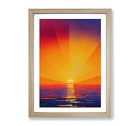 Spectacular Sunset View Framed Print | A4 Oak Framed Wall Art | Ready to Hang | Modern Landscape Picture | Living Room Bedroom Lounge Office