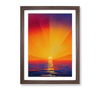 Spectacular Sunset View Framed Wall Art Print A2 Walnut