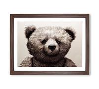 Spectacular Teddy Bear H1022 Framed Print for Living Room Bedroom Home Office Décor, Wall Art Picture Ready to Hang, Walnut A4 Frame (34 x 25 cm)