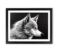 Spectacular Wolf Framed Wall Art Print A2 Black