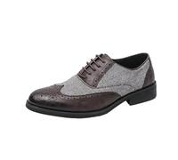 Spectator Brogue Dress Shoes for Men's Burnished Leather Business Tuxedo Wedding Anti-Slip Non Slip Resistant Formal Round Toe Vintage Lace Up Casual(Marrone,6.5 UK)