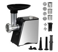 Spector 4-in-1 Meat Grinder Electric with Carry Handle, 2800W Max, 3 Grinding Plates, Sausage Maker, Kibbe Kit, Vegetable Slicer, Dishwasher Safe, Easy Clean, Stable, Compact for Home Kitchen, Sliver