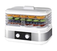 Spector Compact 5-Tray Food Dehydrator, 450W Stainless Steel Dryer with Adjustable Height Trays, 35°C-70°C Adjustable Thermostat for Jerky, Fruit, Herbs, Yogurt, Pet Treats, White
