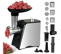 Spector Electric Meat Grinder 2800W, 4-in-1 Meat Mincer with 2 Stainless Steel Blades, 3 Grinding Plates, 3 Vegetable Slicers, Sausage Maker & Kubbe Kit, Reverse Function - for Home Use