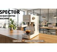 Spector Espresso Machine Series - 20-Bar Coffee Maker with Steam Wand: Coffee Machine with Milk Frother Wand - White)