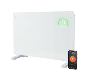 Spector Ultra-Thin 6.5cm Smart Electric Glass Panel Heater 2000W, WiFi Alexa Home App Control, Wall Mounted or Free Standing Electric Radiator with 24H Timer & Anti-Frost, White
