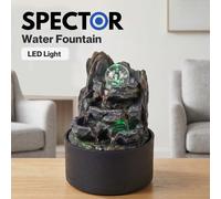 Spector Water Feature Indoor Fountains Rotating Glass Ball LED Light Resin Grey