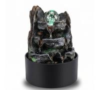 Spector Water Feature,Indoor Fountains,Rotating Glass Ball,LED Light,Resin,Grey Brown