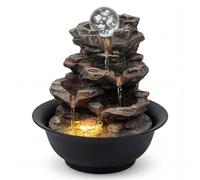 Spector Water Feature Tabletop Fountain with Glass Ball LED, Resin, Brown Spector Brown