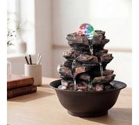 Spector Water Fountain Tabletop Water Feature 3-Speed Flow,Resin Rock,Brown