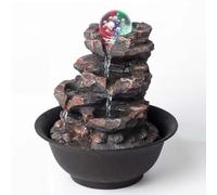 Spector Water Fountain Tabletop Water Feature 3-Speed Flow,Resin Rock,Brown | Resin Construction, Indoor Water Fountain, Rotating Glass Ball, 3-Speed Pump, Rock-Style Design, Desk Decor, USB Powered