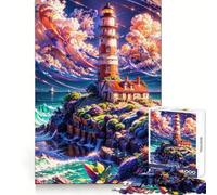 Spectral Shores Lighthouse Jigsaw Puzzles for Adults 1000 Piece Enhance Recall Leisure Time Exact Edge Festival Gift 38x52cm