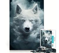 Spectral White Wolf Jigsaw Puzzles for Adults 1000 Pieces Mental Logic Toy Gentle Relax Firm Cut Santa Wish List 38x52cm