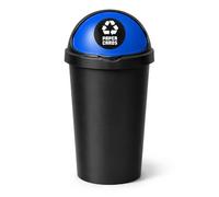SPECTRAPLAST® 50L Bullet Bin with Coloured Lid & Sticker, Large Kitchen Rubbish Bin, Plastic Waste Bin for Home, Office, Bathroom & Utility Room, Indoor Recycling Dustbin (BLUE, PAPER CARDS)