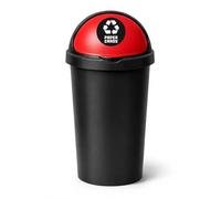 SPECTRAPLAST® 50L Bullet Bin with Coloured Lid & Sticker, Large Kitchen Rubbish Bin, Plastic Waste Bin for Home, Office, Bathroom & Utility Room, Indoor Recycling Dustbin (RED, PAPER CARDS)